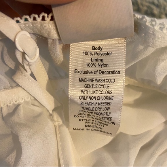 In Bloom Babydoll Slip Mini Dress White Floral Cottagecore Size Medium Angelcore - Picture 6 of 7